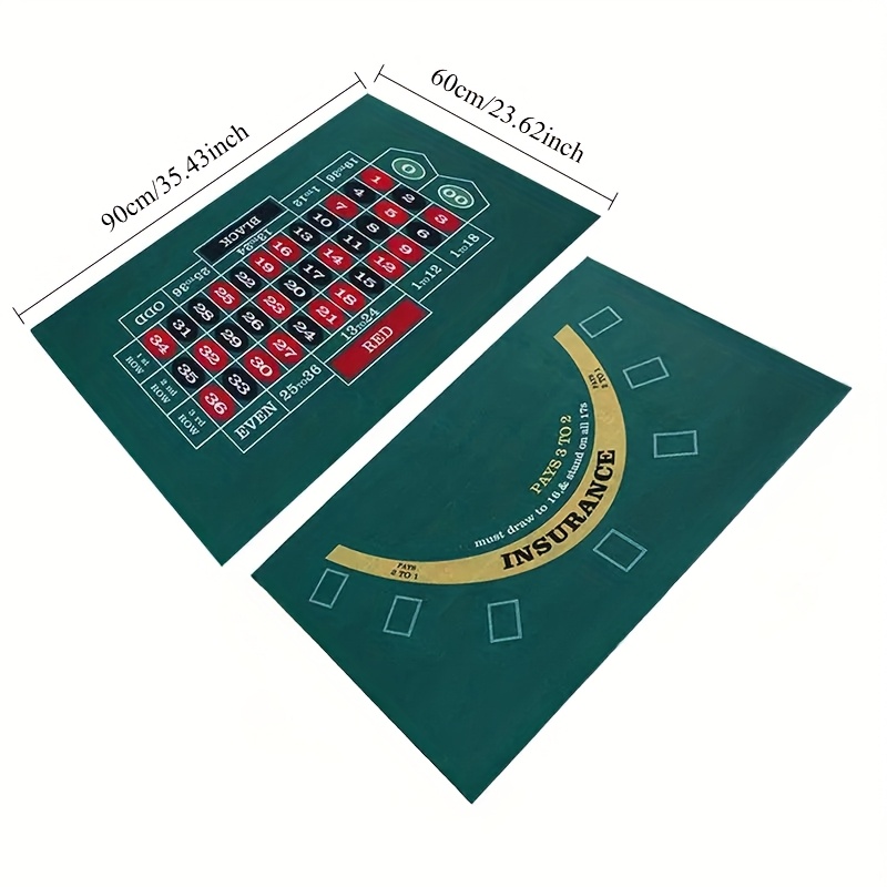 Green Two-Sided Poker Mat Featuring Red And White Design