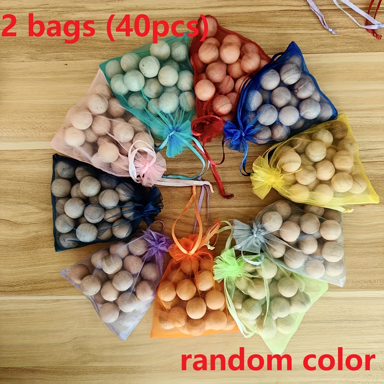 TEMU 2 Sacs (40 pièces) de Boules de Cèdre, pour Armoires et Tiroirs, Convient pour Armoires, Meubles à Chaussures, Armoires de Rangement et