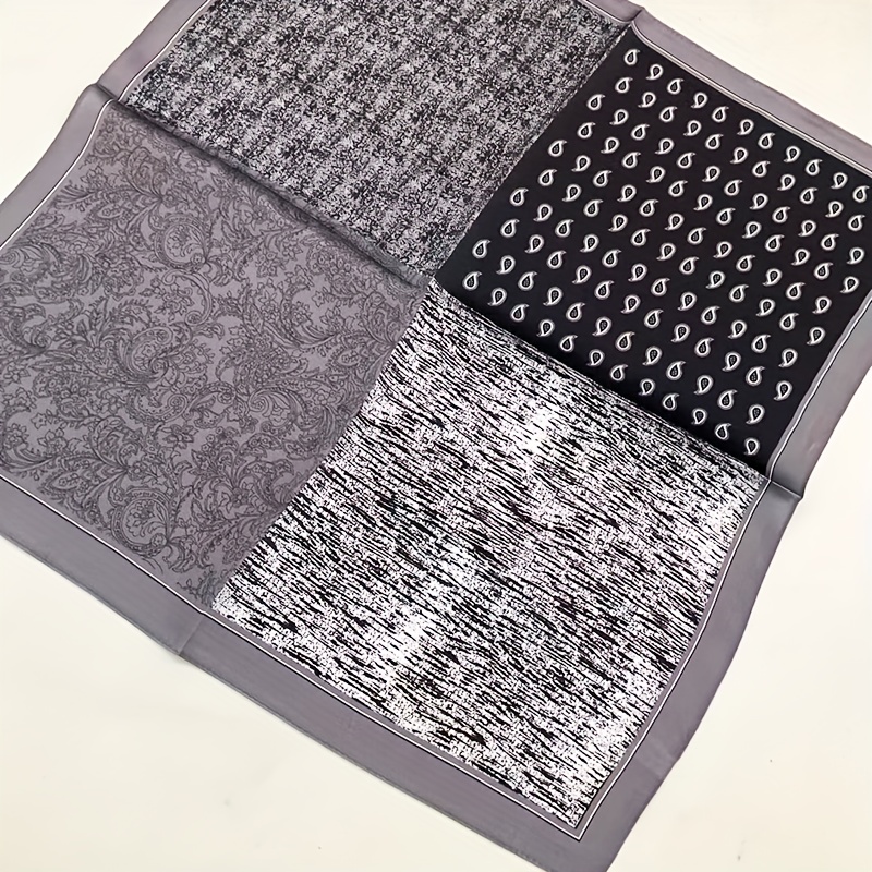 TEMU 100% Silk Paisley Women's Small Square Scarf, Vintage . Unisex, Worn Around The Neck With A Shirt For , Or Tied On A Bag With Jeans For A Casual