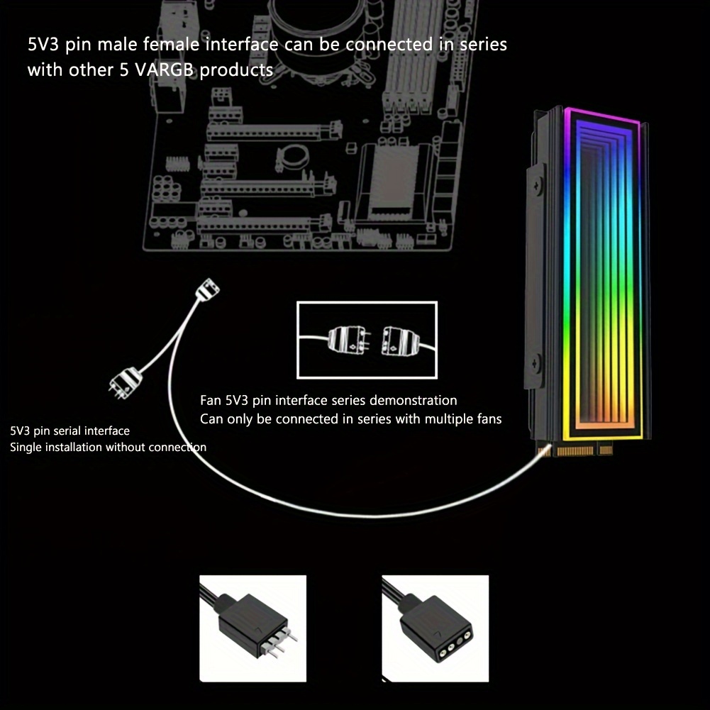 argb aura sync m 2   cooling vest aluminum heatsink for 2280 solid state drives rgb lighting   heat dissipation   for pc builds details 6