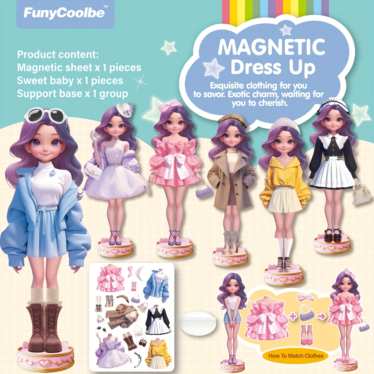 Image of Magnetic Puzzle Toy, Fun Game, Girls Role Play, Suitable For Halloween, Christmas, New Year Birthday Gift, For Children Ages 3 And Up