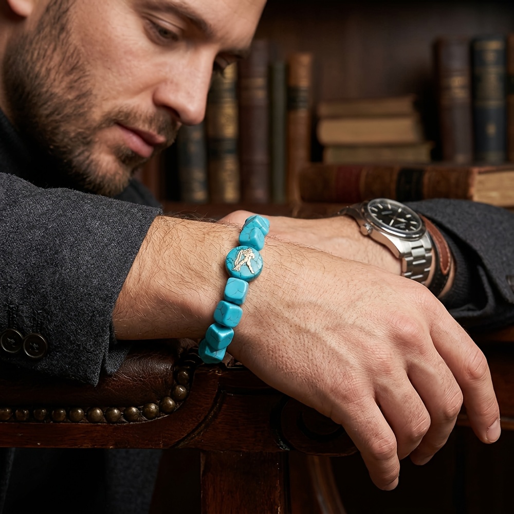 Unique 12 Constellations Blue Stone Bracelet for Men
