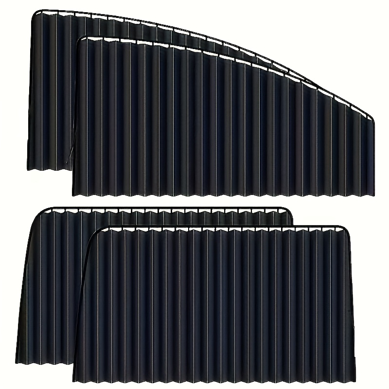 4pcs Universal Fit Adjustable Track Car Window Shades - Uv Blocking Privacy Protection For Camping & Daily Use