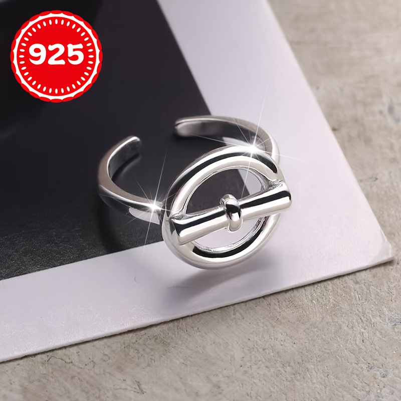 925 Sterling Silver Hypoallergenic Geometric Hollow Ring