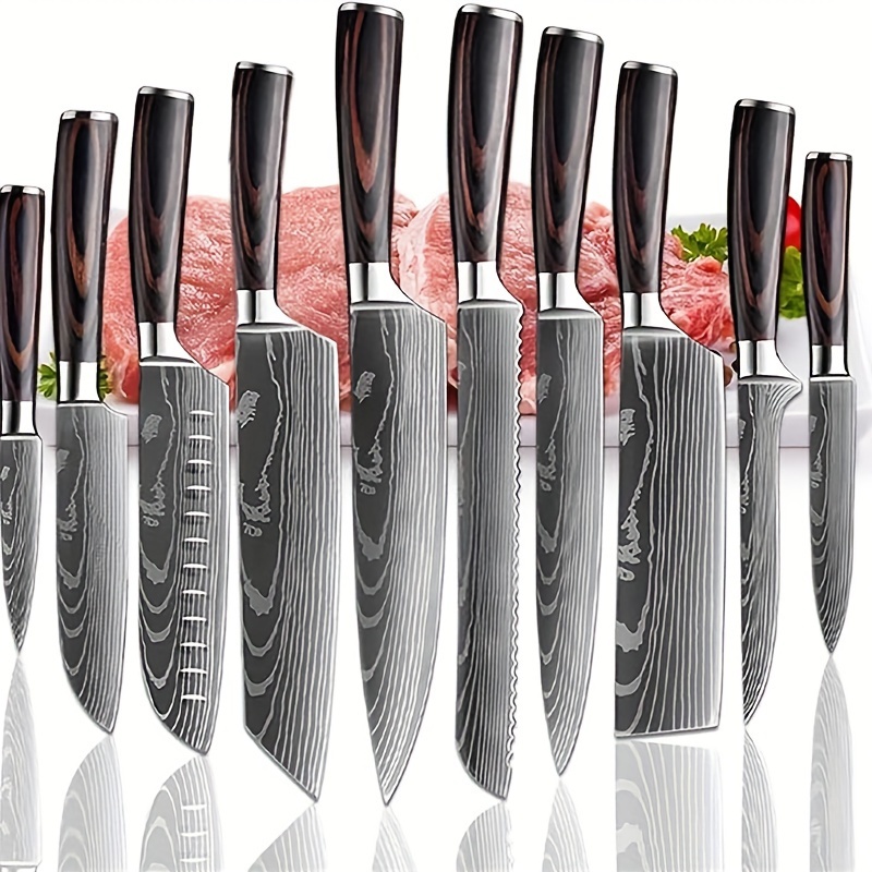 

10pcs Steel Knife Set, Knife Set, -sharp And Wooden ( Knife Set 8 ), To A Of , Can Cut Meat, Vegetables, Fruits, , Box