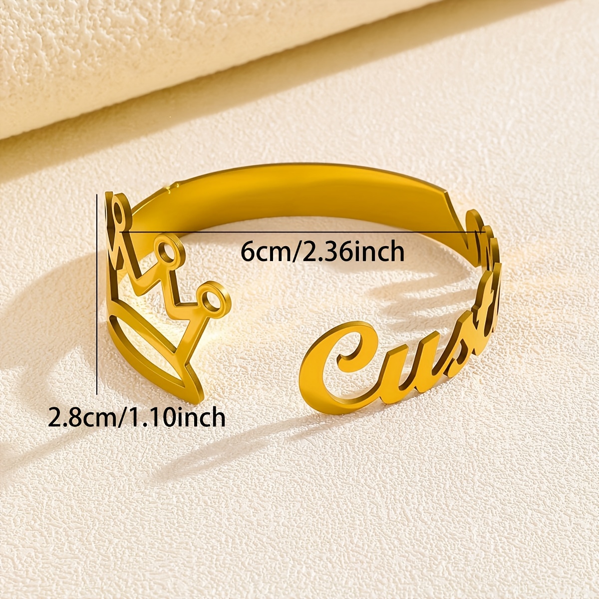 Personalized Princess Crown Name Bracelet, Adjustable Bangle