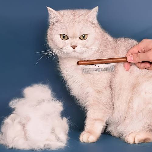 durable stainless steel cat comb with wooden handle effective pet hair remover and grooming tool for dogs and cats for short and long hair brush