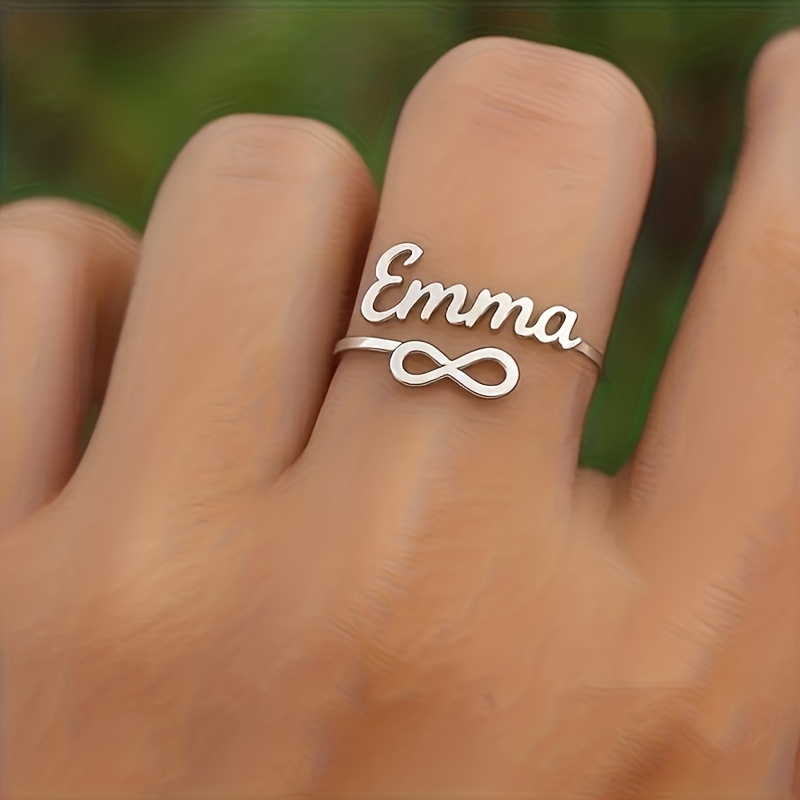 Image of Personalized Stainless Steel Symbol Name , Custom Name Infinity Ring, Custom Jewelry Gift, Birthday Gift, Christmas Gift, Gift For , Perfect Gift For Her