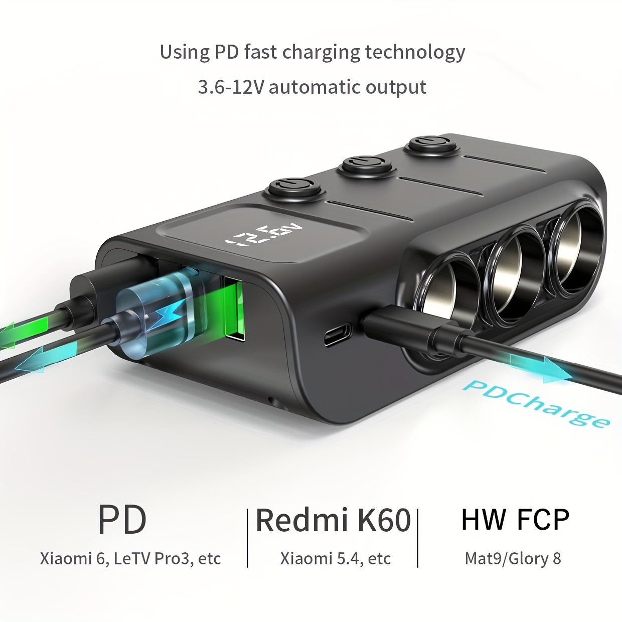 Caricabatterie Auto Presa Accendisigari Auto Splitter Pd - Temu Italy