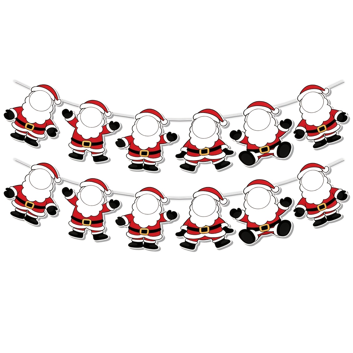 TEMU 2 Strands Diy Photo Santa Claus Paper Bunting Banner, Blank Photo Insert Santa Cutout Hanging Garland, Christmas Multipurpose Wall Hanging Decor