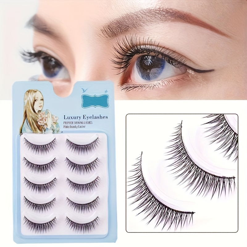 

5 Pairs Natural False Eyelashes 3d Faux Mink Fluffy Long Lash Extension Natural Volume Curly Eye Makeup Tools For Women Daily Dating Makeup Use