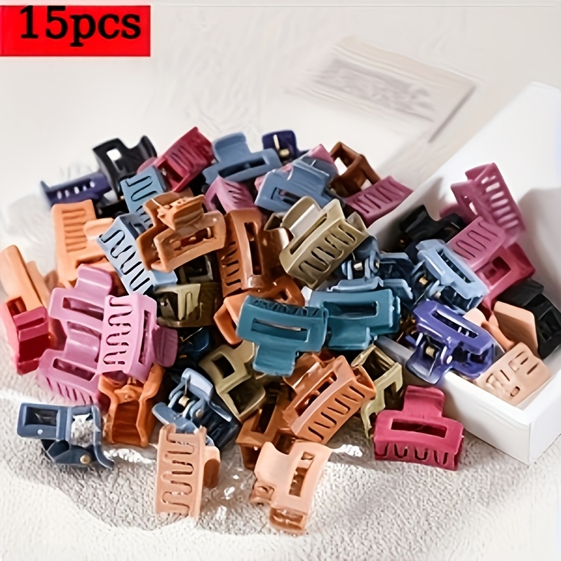 TEMU 15pcs Of Random Color, Small Mixed Plastic Grab Clip. Ladies Y2k Bangs Broken Hair Clip. Stylish And Claw Hairpin.