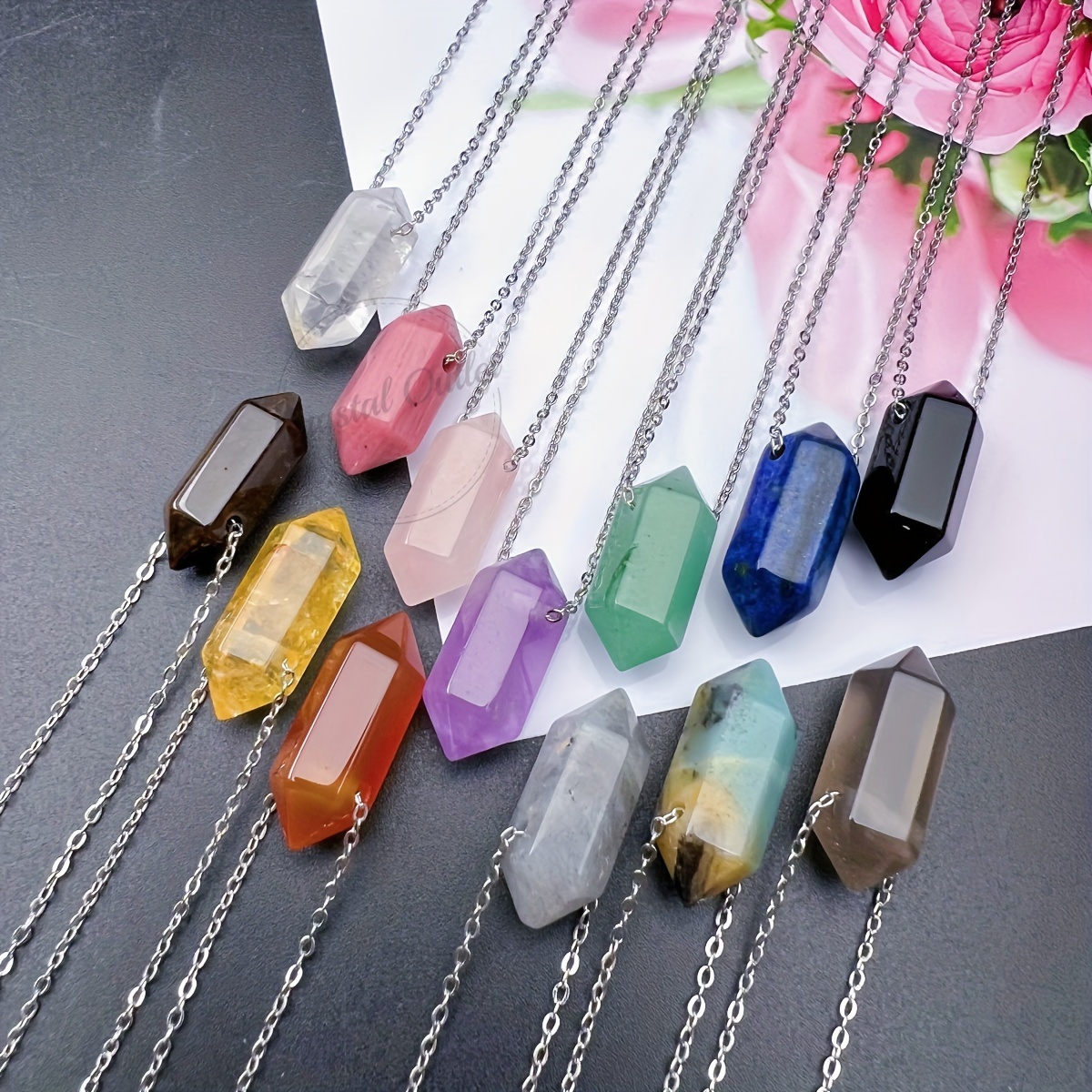 Ahandmaker 5 pcs collier hexagonal en cristal pendentif spirituel