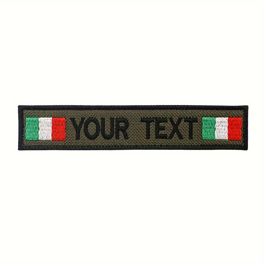 

1pc Embroidered Name Patch With Italian Flag Personalized Text Cloth Sticker For Clothing Backpack Decoration