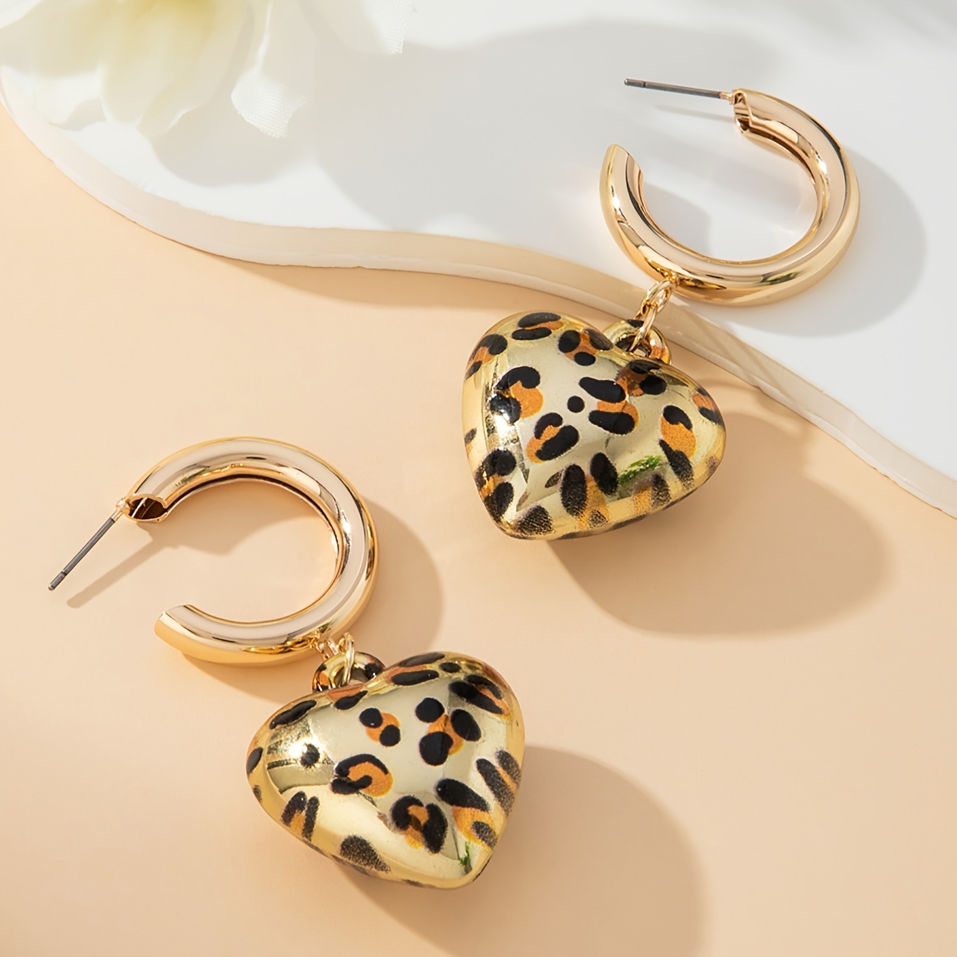 2pcs Retro Trendy Elegant Easy Heart Pendant Earrings Suitable For Women' Gift Party Wear