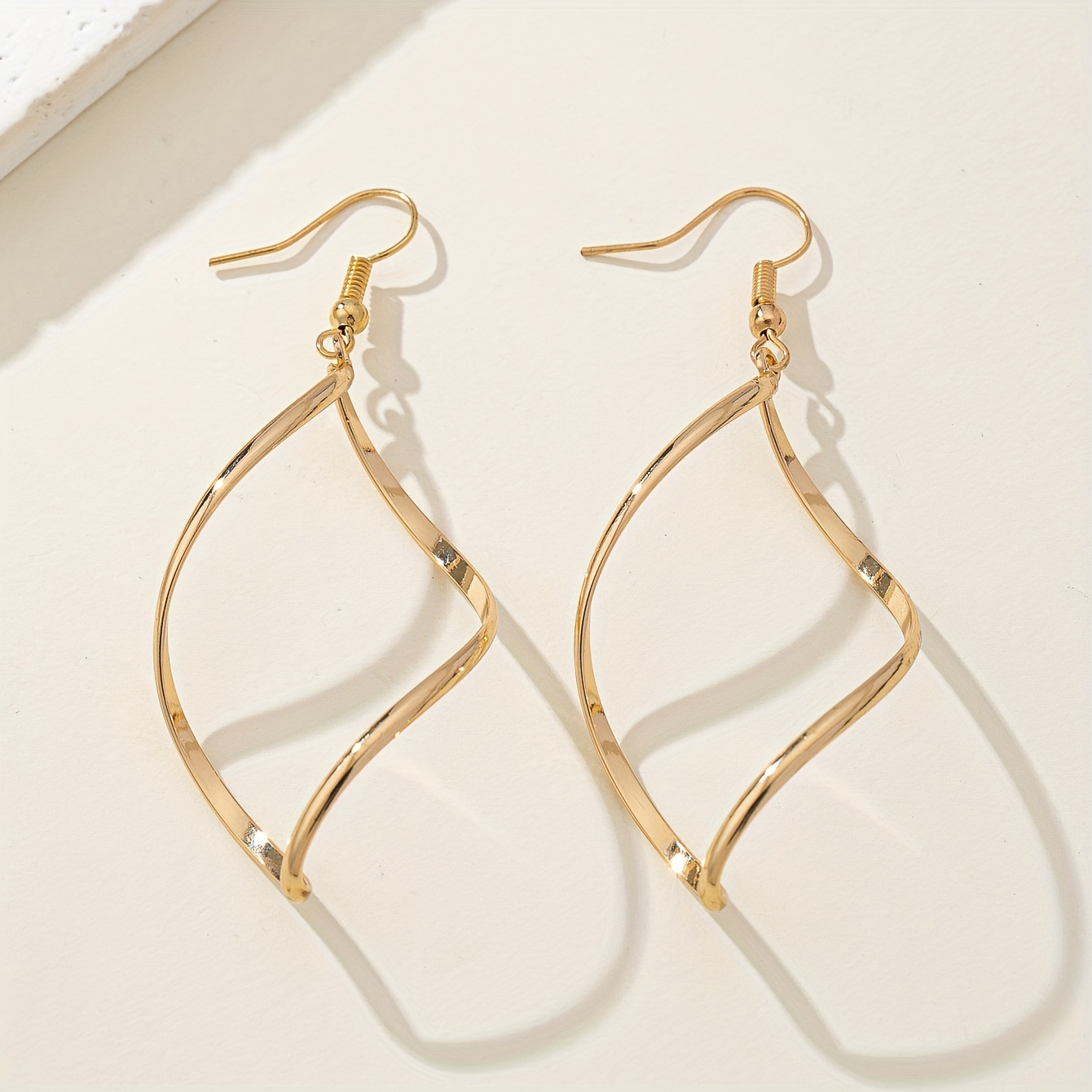 Vintage Waveform Metal Earrings, Hollow Design
