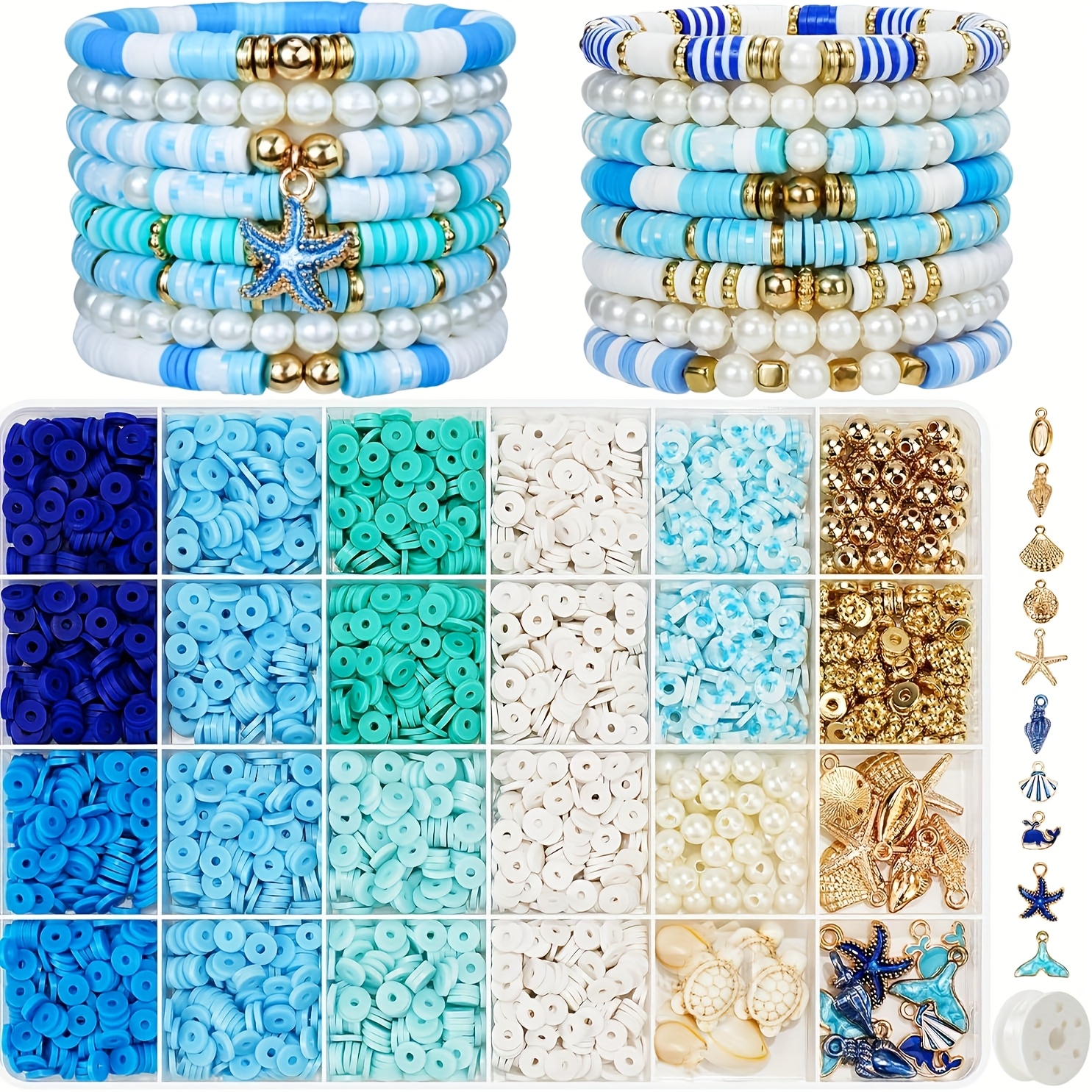 TEMU 3000pcs Clay Beads String Beads For Bracelet Jewelry Making Kit Charm Bracelet Kit And Craft Diy Gift