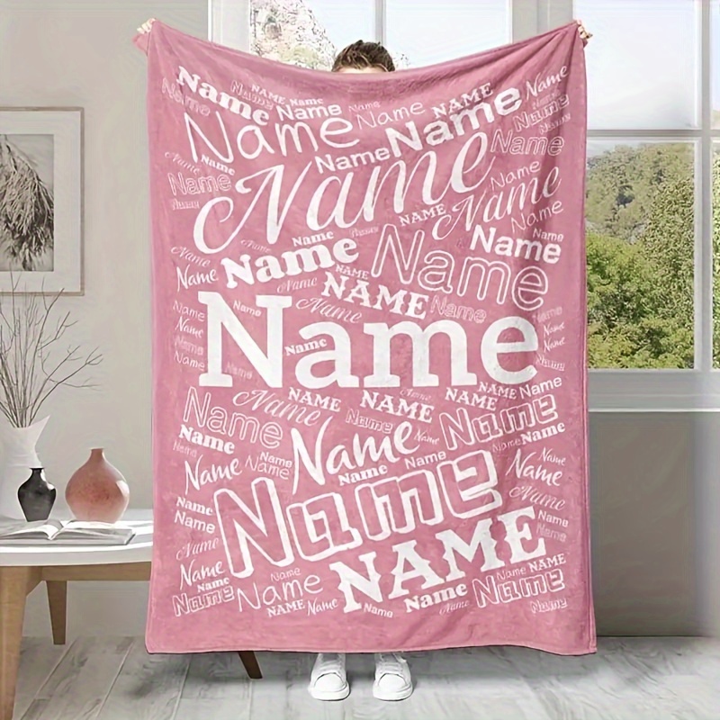 

Customizable Pink Text Flannel Throw Blanket - Soft, Cozy & For All - Couch, Bed, Travel, Office Decor - Ideal Birthday Gift For Boys, Girls & Adults