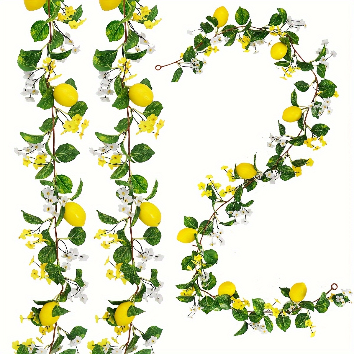 

Sinsoledad 1/2-piece 6ft Artificial Lemon Garland - Vibrant Faux Lemon & Greenery Vine For Weddings, Parties, And Home Decor - Perfect For Doors, Walls, And Table Settings