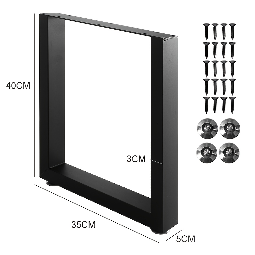 TEMU 2pcs Black Metal Table Legs Heavy Duty X/ Square/trapezoidal Metal Steel Legs Diy Furniture Table Legs Large Load Bearing, Versatile Use For