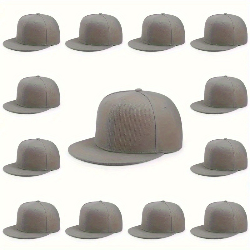 TEMU 13pcs Black Baseball Caps Adjustable, Flat Brim Hip-hop Caps, Perfect For Casual Streetwear And Outdoor Activities, Multiple Colors