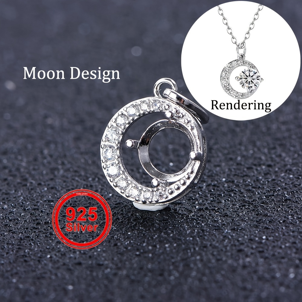 

S925 Sterling Silver Adjustable Pendant Base 5-9mm, Women' Design Jewelry Accessory With Synthetic Cubic Zirconia