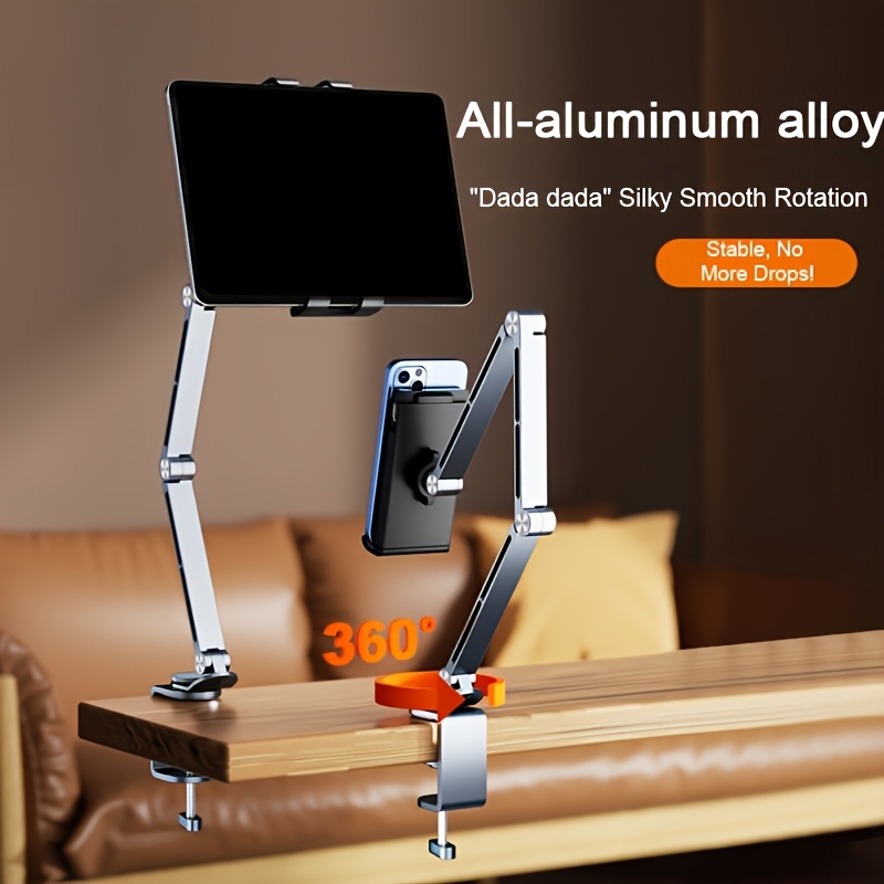 Universal Metal Desktop Stand for Desktop Computer Made of Aluminum Alloy with Rotating Mechanical Arm and Universal Cantilever Stand for iPad