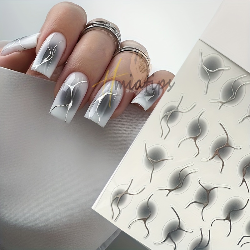 New Gradient Color French Stickers With Nail Art Easy Striped Nails With 3d Adhesive Nail Decoration