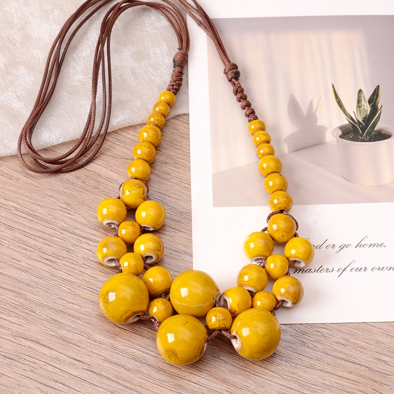 TEMU 1 pièce Collier bohème réglable en corde de fibre synthétique , convient pour un ou