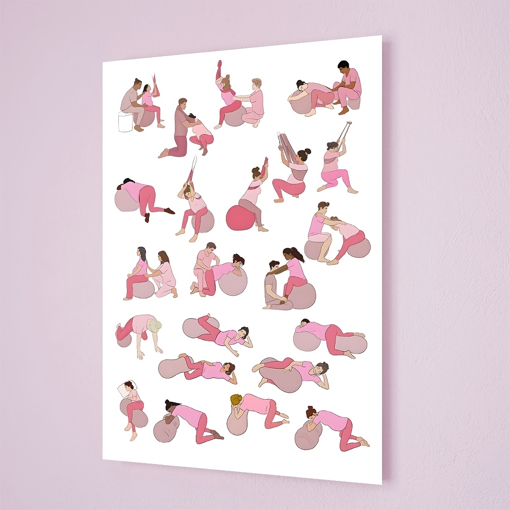 TEMU 2d Flat, 2d Flat, Unframed Canvas Art Prints And Posters Featuring Labor And Delivery In Pink, Designed For , Midwives, And Expectant Mothers.