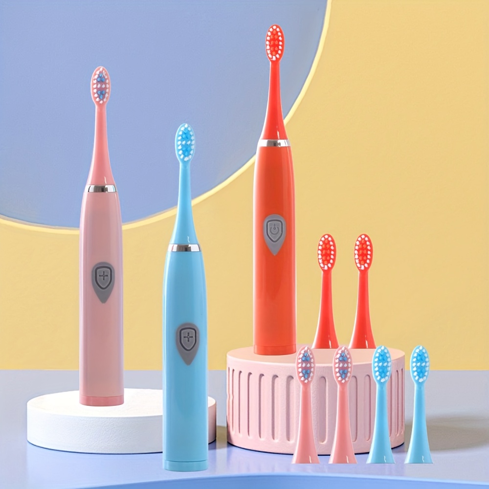 Cepillo de dientes eléctrico sónico portátil - Incluye 3 cabezales de repuesto y 5 opciones de color, fácil operación con un toque y cerdas suaves para una limpieza profunda y un cuidado dental integral, ideal tanto para viajes como para uso doméstico