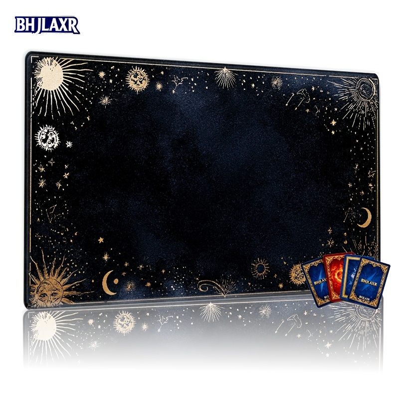 TEMU - Moon Border Tcg Playmat - 24x14 Inch Vintage Game Mat, - Golden Celestial Artwork, Perfect For And Decor Enthusiasts