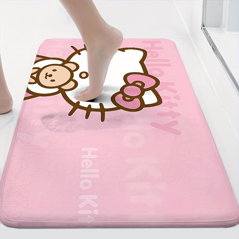 

Hello Kitty Cute Cartoon Door Mat - Non-slip, Machine Washable Polyester Rug For Living Room, Bedroom, Bathroom - Licensed