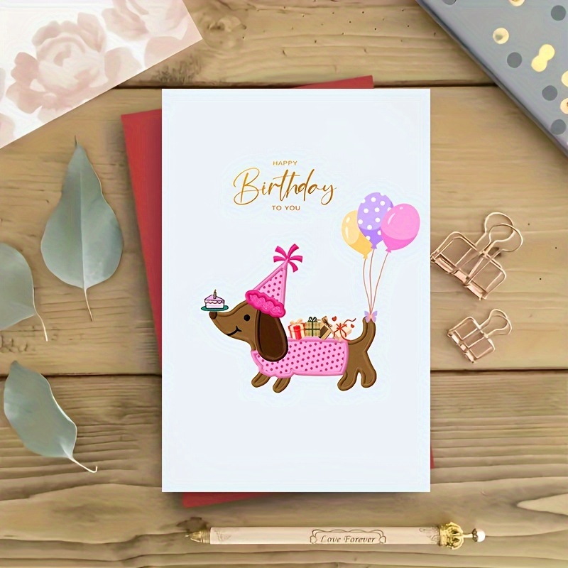 Whitman And Daughter Geburtstagskarte Mit Dackel Im Trainingsanzug | Premium Karte 12,7 X 17,8 Cm Blanko