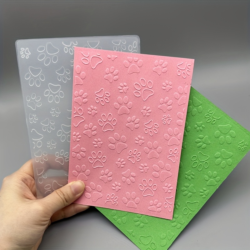 TEMU Dog Paw Print Embossing Folder - 3d Embossed Binder, The Plastic Embossing Template Is Perfect For Occasions And For Making Cards, Crafts, Scrapbooks, Gift Tags, And More