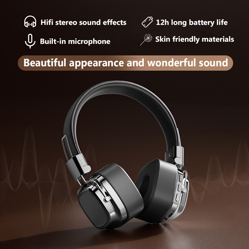 128 hrs standby time wireless headphones hi fi stereo with enc microphone noise cancellation aux computer connection usage perfect giftfor men women 4