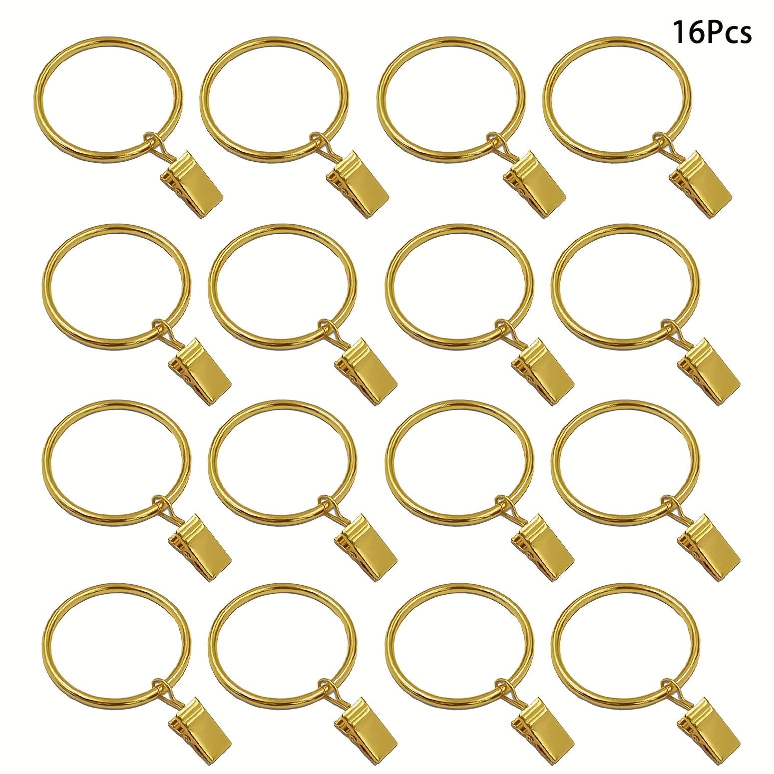 E-shop 16 Stück Gardinenringe mit Clips, Fensterclip-Ringe, Gardinenhaken, Aufhänger, Clip-Ringe zum Aufhängen von Vorhängen, Gardinen, Schleifen,