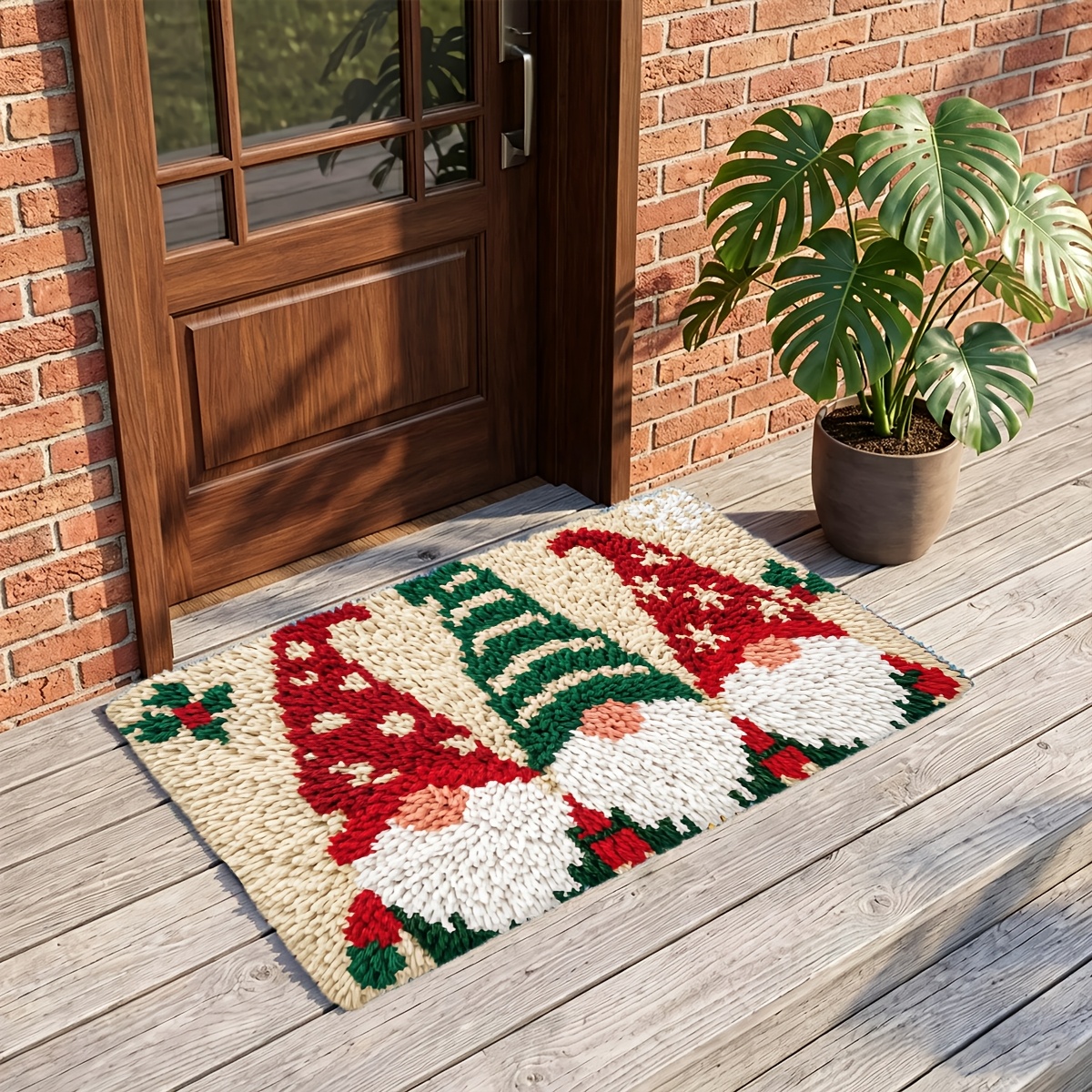 39x57cm DIY Latch Hook Kit with Three Christmas Elves Design