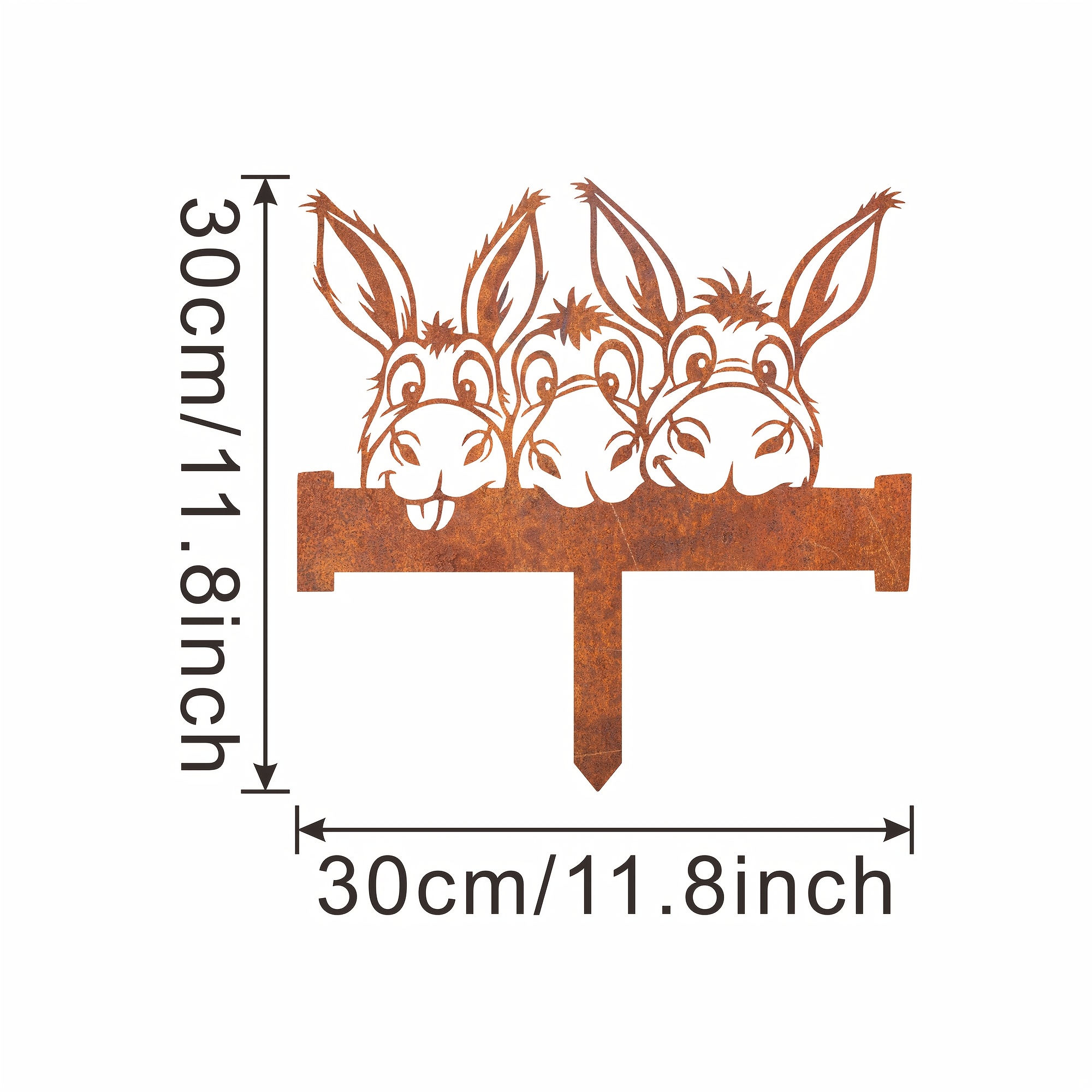 E-shop 【2D Flat】 [2D Flat] Ein rostiger Gartenstake aus Metall in Form Esels, für rustikale Landhausdekoration, mit einem verwitterten Aussehen, ideal