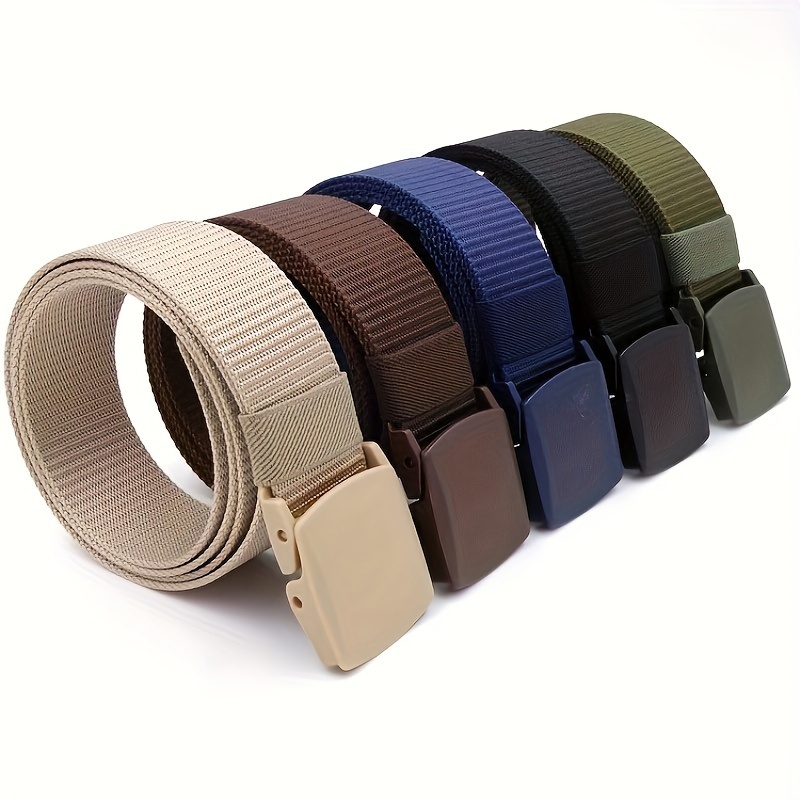 

Men's Durable Canvas Belt With Automatic Alloy Buckle - Perfect For Jeans & Outdoor Wear Belt Buckles For Men Belts For Men