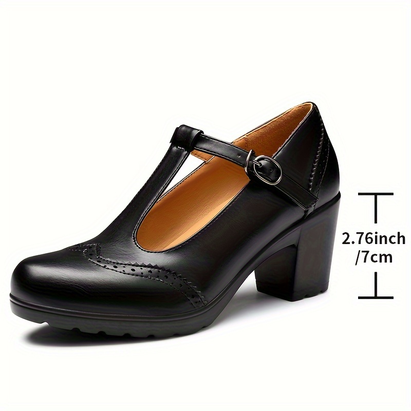 

Trary Women's Pumps Classic T-strap Round Toe Jane Shoes For Women, Comfortable Low Chunky Block Heels Oxfords Dress Work Pumps Shoes For Women