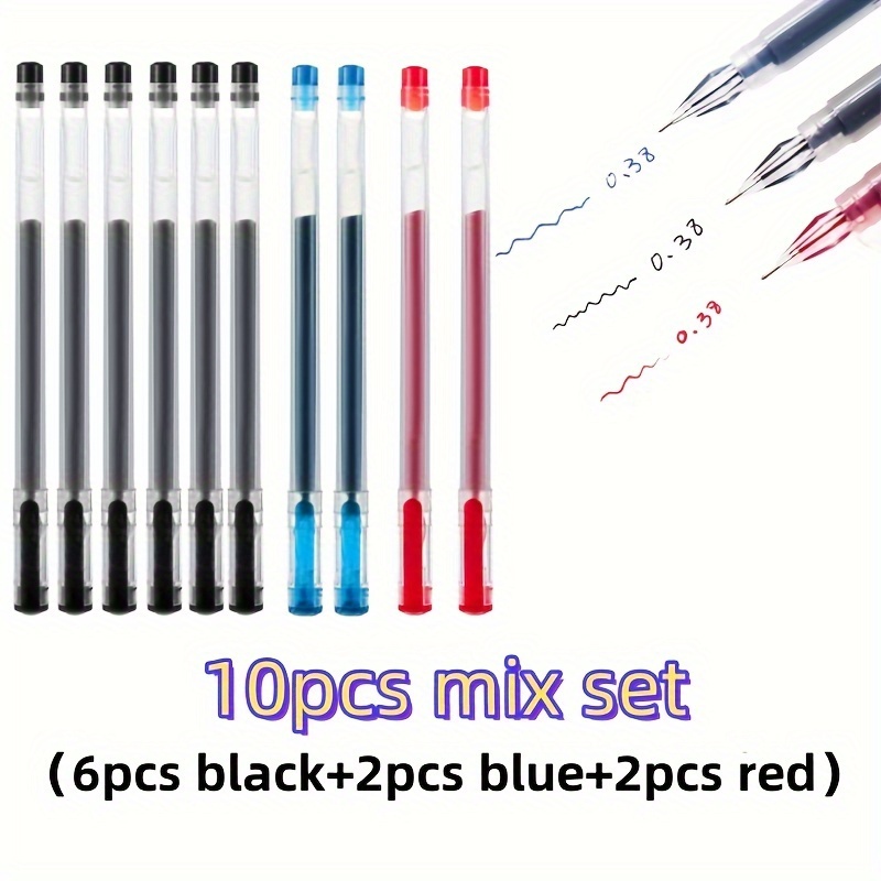 5pcs/10pcs/set Large Capacity Gel Pens - 0.38mm Carbon, , Cool And Cute - Perfect For Students And Office Use! (black/blue/red Ink)