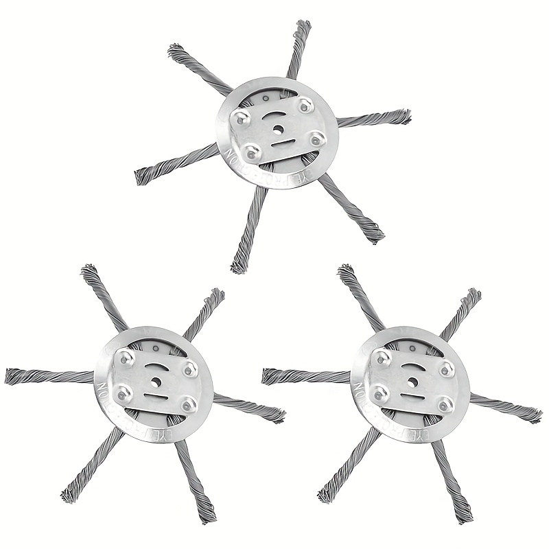 3pcs 3/6 Blade Steel Wire Grass Trimmer Head, 6 Inch Universal Wire Weed Trimmer Head Metal Blade, Effective Moss And Rust Removaltools, Durable And Efficient Cutting Performance