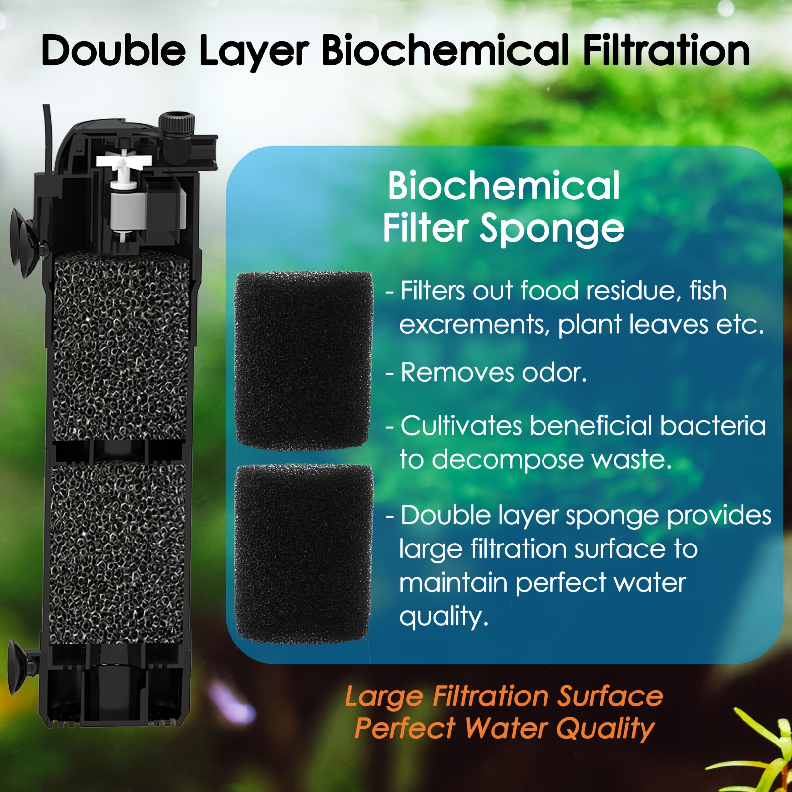 TEMU Aquamiracle Aquarium Filter Fish Filters Green Water Cleaning Filter Pump With Timer, (aeration/) For 40-120 Gallon Aquariums, Flow Rate And Adjustable