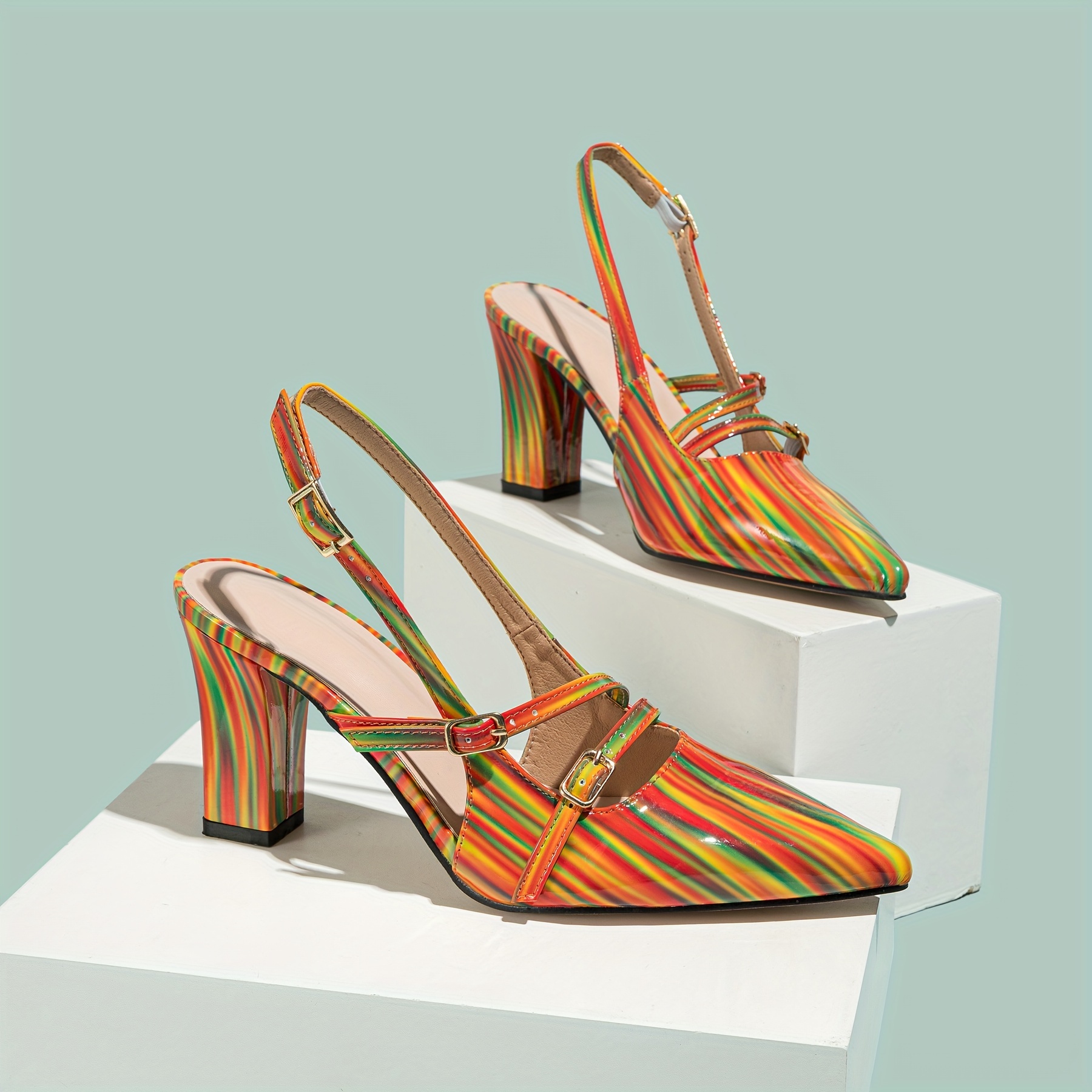 Multicolor shoes heels best sale