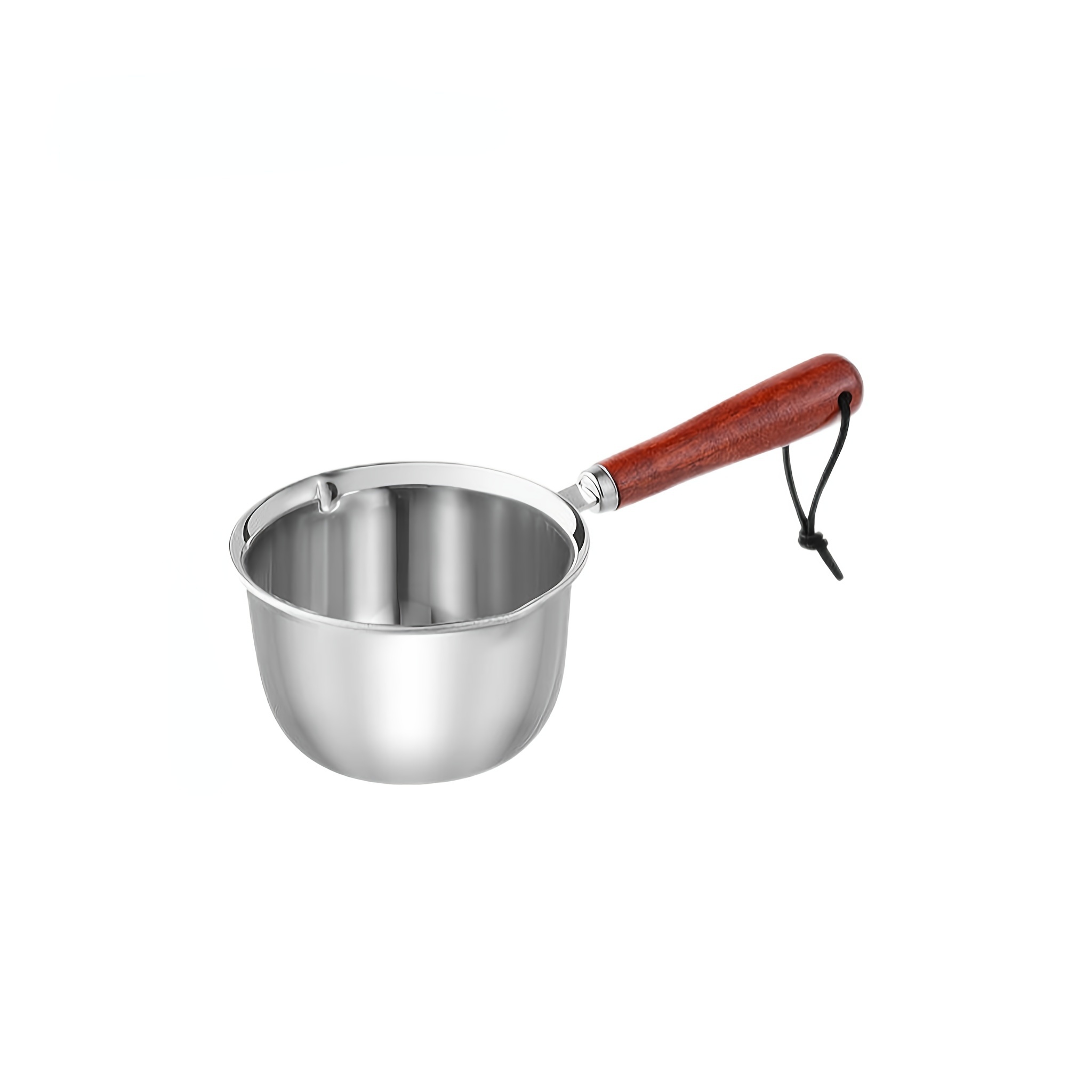 TEMU Stainless Steel With Wooden Handle - 5.3oz/10.6oz Capacity, Ideal For Chocolate & Omelets | Durable Kitchen Gadget