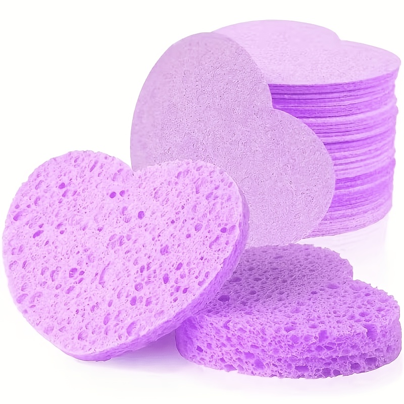36/48pcs Heart-Shaped Compressed Facial Sponges for Cleansing