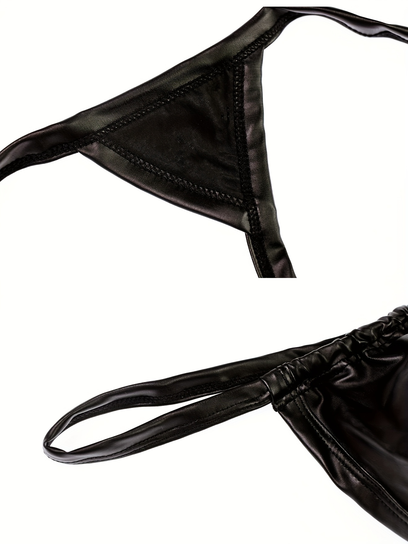 Asian Size Men's Faux Leather Underwear Low Waist Jockstrap - Temu