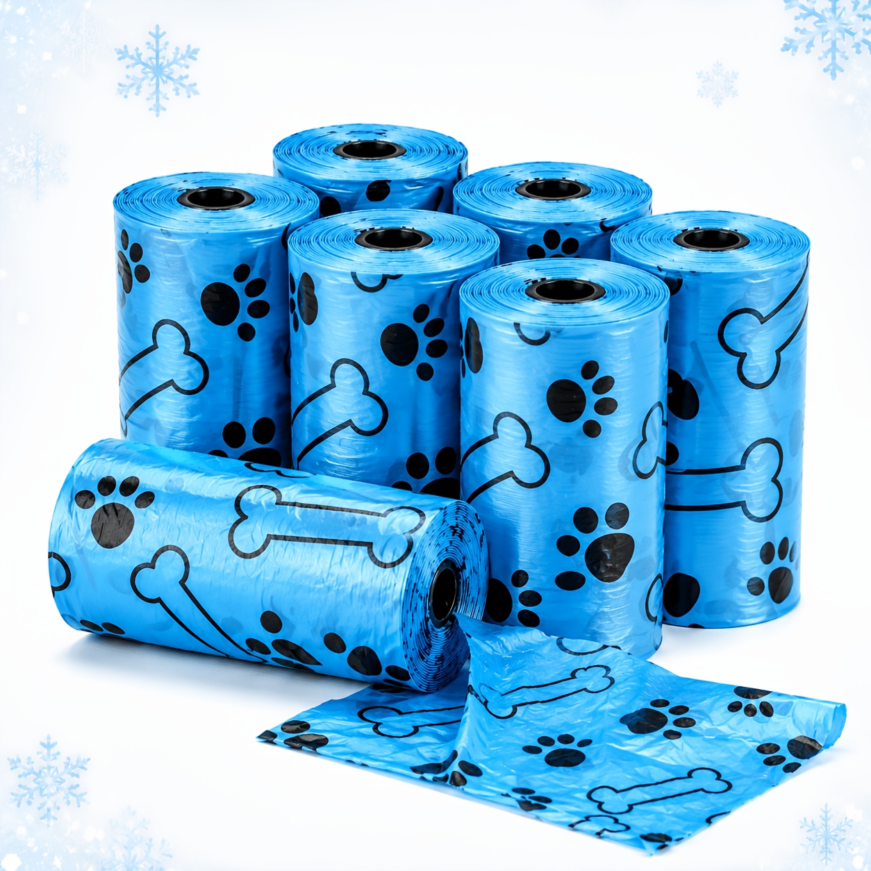 TEMU 105pcs Dog Poop Bags, 7 Rolls X 15 Bags, Thick Leak-resistant Pet Waste Bags With Print, Easy-tear Portable For Daily Dog Walking