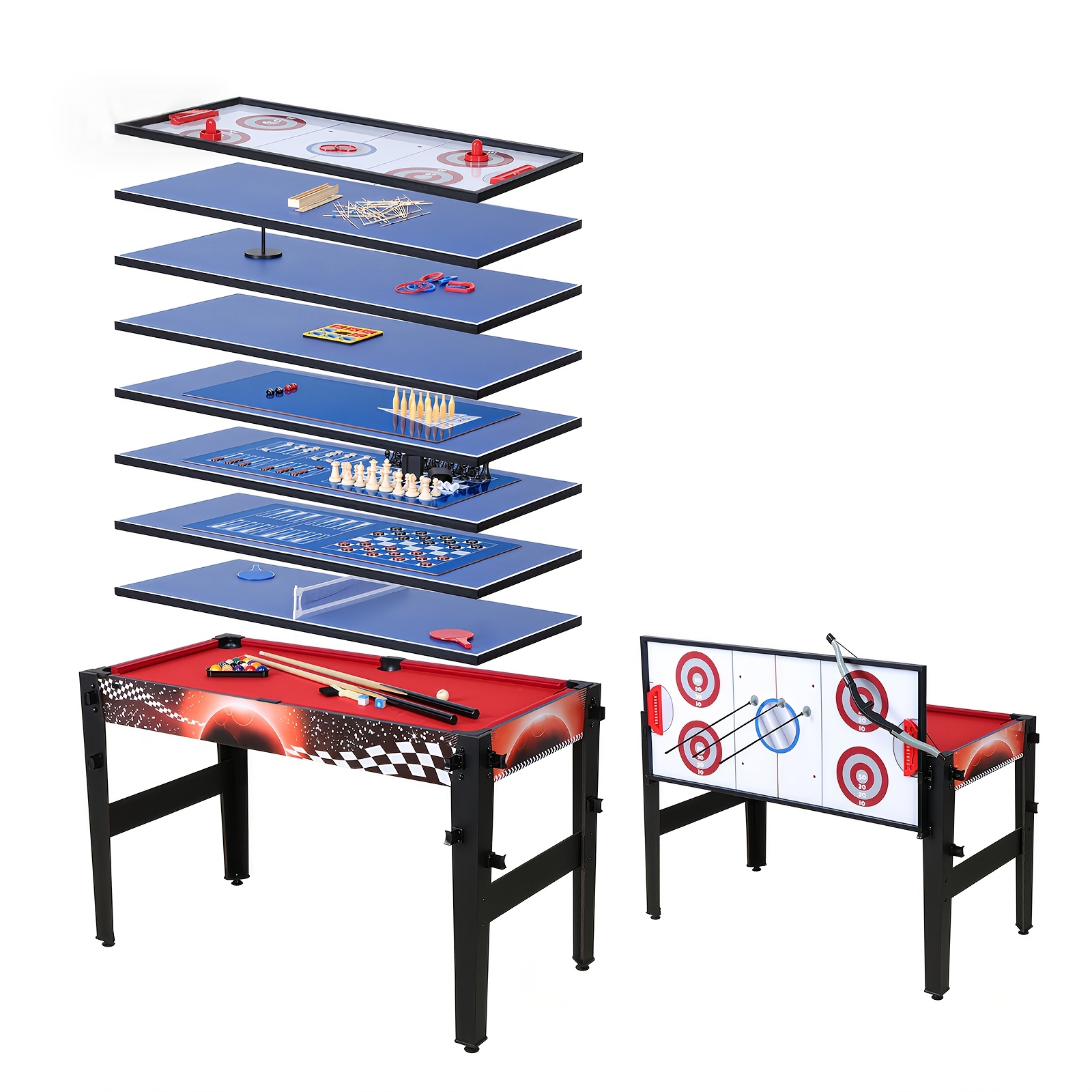 Image of Ideal For Gatherings & Parties - 14-in-1 Versatile Game Table With Billiards, Pong, Air Hockey & 11 Games | A Must-have For Adult Indoor Entertainment